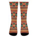 Kente Pattern Print Crew Socks