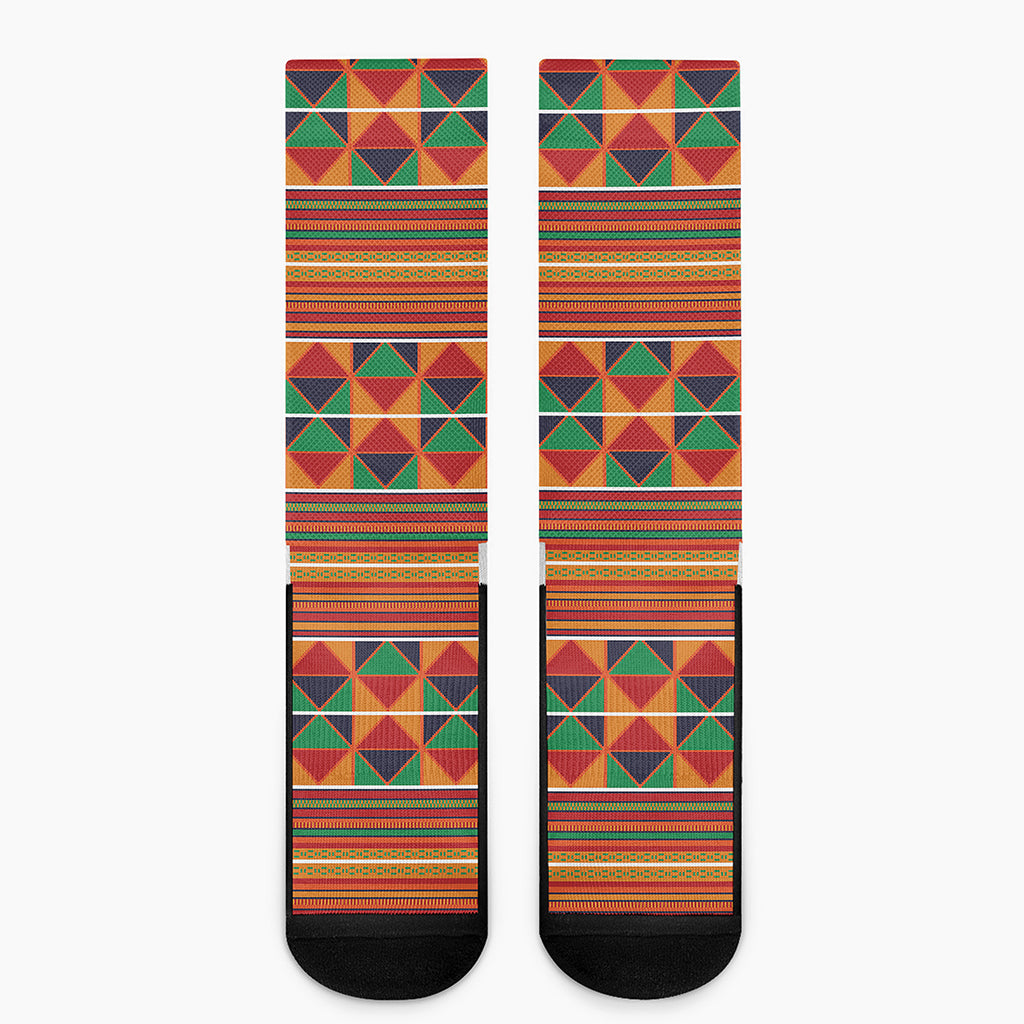 Kente Pattern Print Crew Socks
