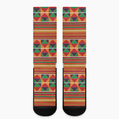 Kente Pattern Print Crew Socks