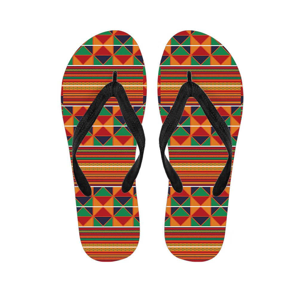 Kente Pattern Print Flip Flops