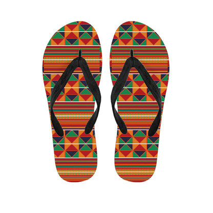 Kente Pattern Print Flip Flops
