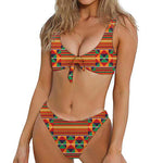 Kente Pattern Print Front Bow Tie Bikini