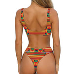 Kente Pattern Print Front Bow Tie Bikini