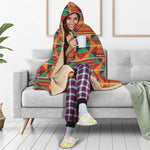 Kente Pattern Print Hooded Blanket