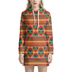 Kente Pattern Print Hoodie Dress