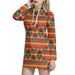 Kente Pattern Print Hoodie Dress