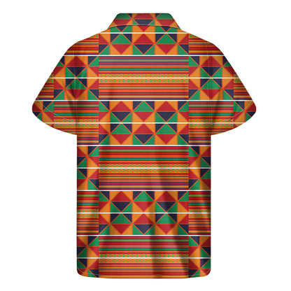 Kente Pattern Print Men's Short Sleeve Shirt