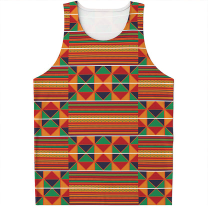 Kente Pattern Print Men's Tank Top