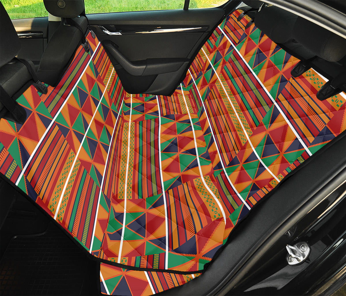 Kente Pattern Print Pet Car Back Seat Cover