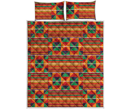 Kente Pattern Print Quilt Bed Set