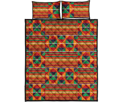 Kente Pattern Print Quilt Bed Set