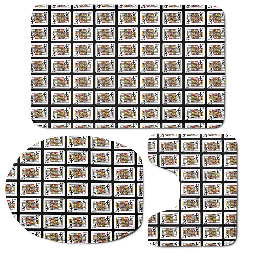 King Of Clubs Playing Card Pattern Print 3 Piece Bath Mat Set