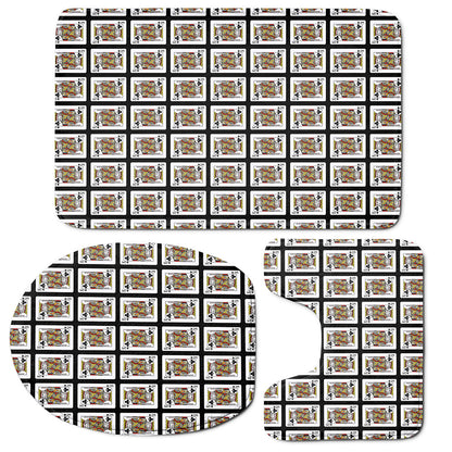 King Of Clubs Playing Card Pattern Print 3 Piece Bath Mat Set