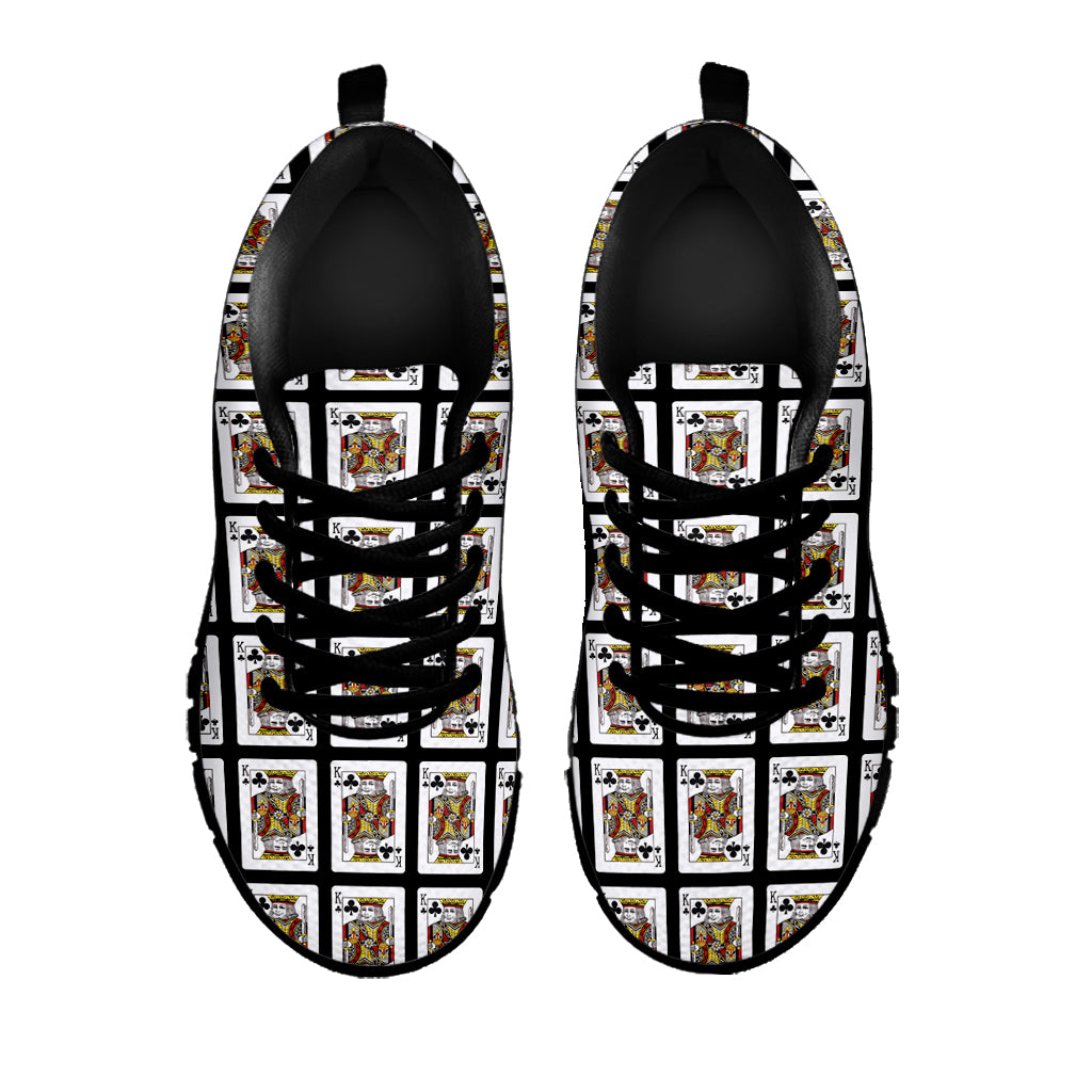 King Of Clubs Playing Card Pattern Print Black Sneakers