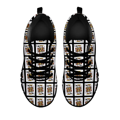King Of Clubs Playing Card Pattern Print Black Sneakers
