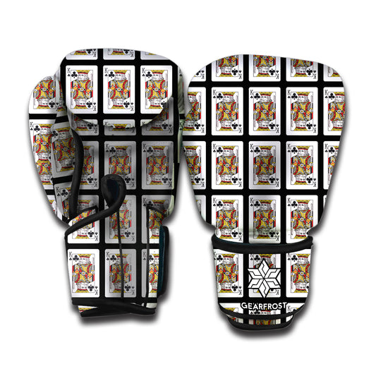King Of Clubs Playing Card Pattern Print Boxing Gloves
