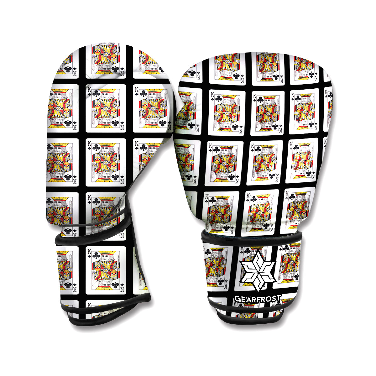King Of Clubs Playing Card Pattern Print Boxing Gloves