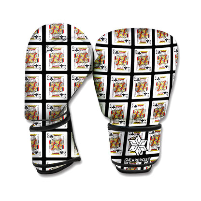King Of Clubs Playing Card Pattern Print Boxing Gloves