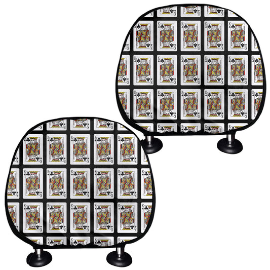 King Of Clubs Playing Card Pattern Print Car Headrest Covers