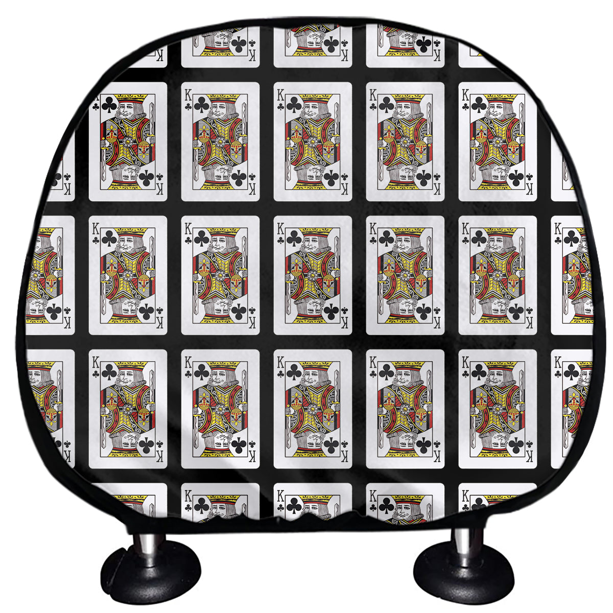 King Of Clubs Playing Card Pattern Print Car Headrest Covers
