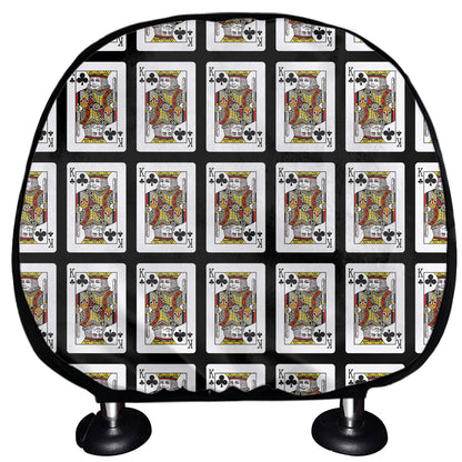 King Of Clubs Playing Card Pattern Print Car Headrest Covers