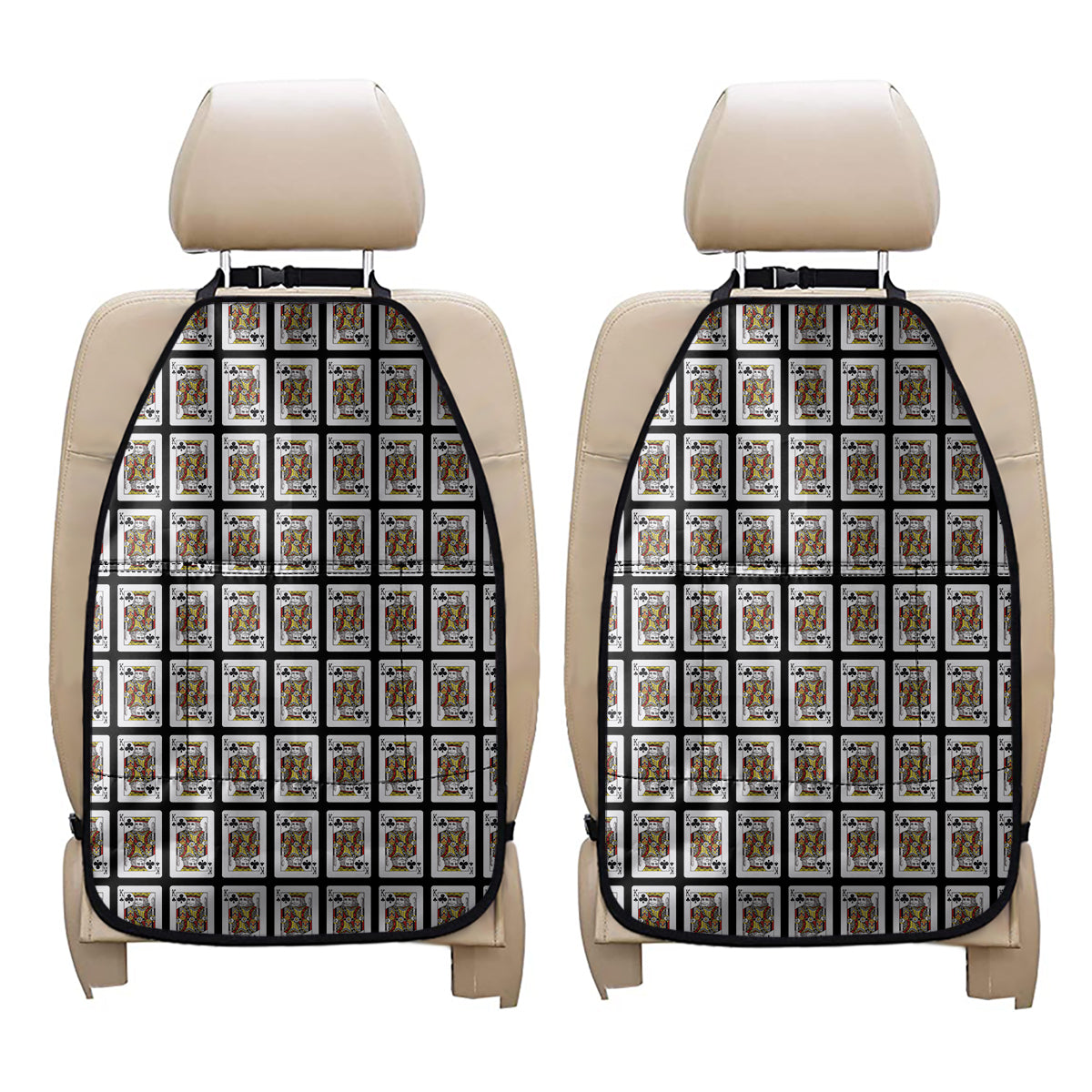 King Of Clubs Playing Card Pattern Print Car Seat Organizers