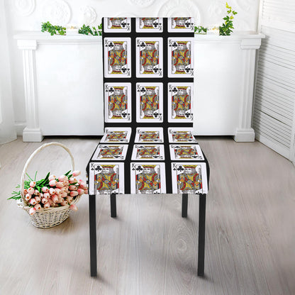 King Of Clubs Playing Card Pattern Print Dining Chair Slipcover
