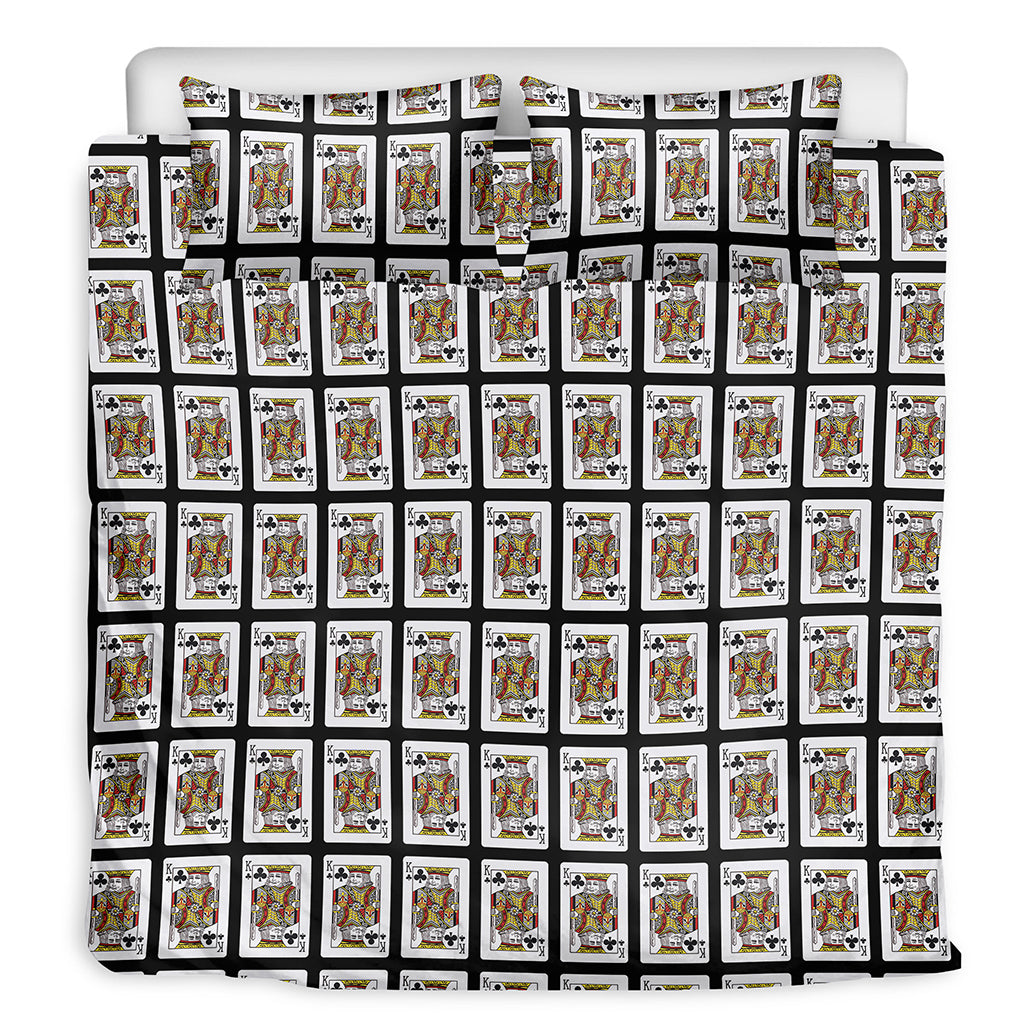 King Of Clubs Playing Card Pattern Print Duvet Cover Bedding Set