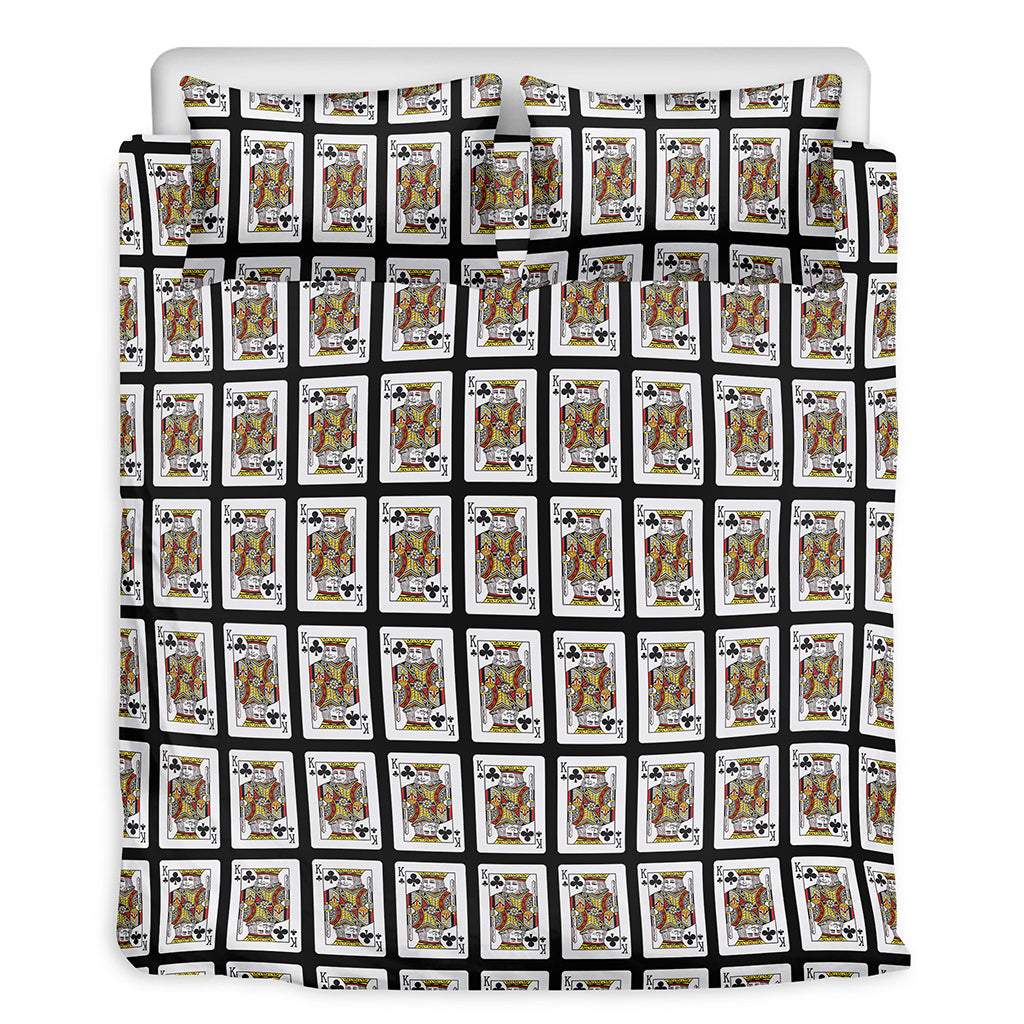 King Of Clubs Playing Card Pattern Print Duvet Cover Bedding Set