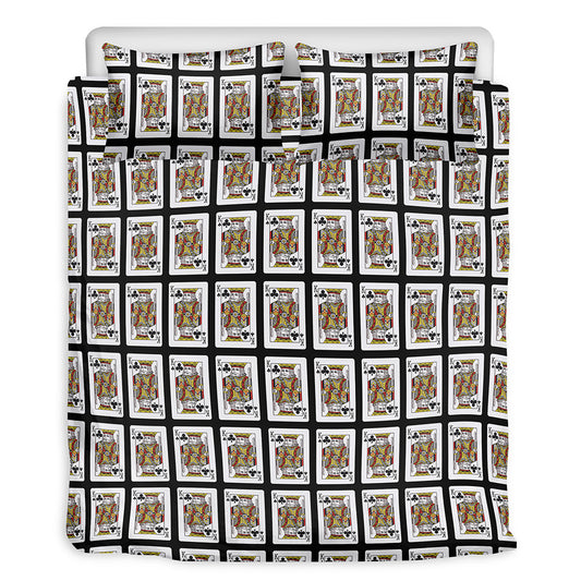 King Of Clubs Playing Card Pattern Print Duvet Cover Bedding Set