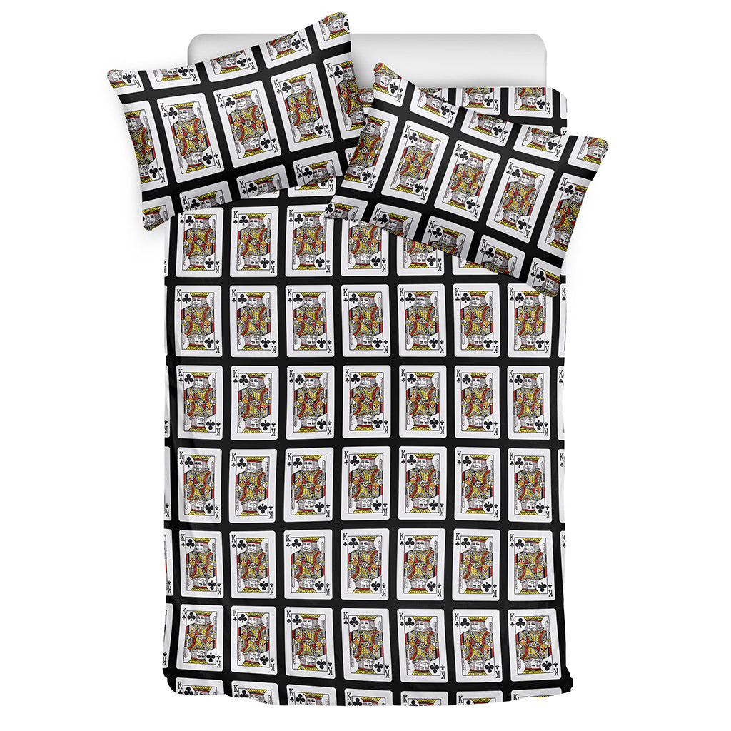 King Of Clubs Playing Card Pattern Print Duvet Cover Bedding Set
