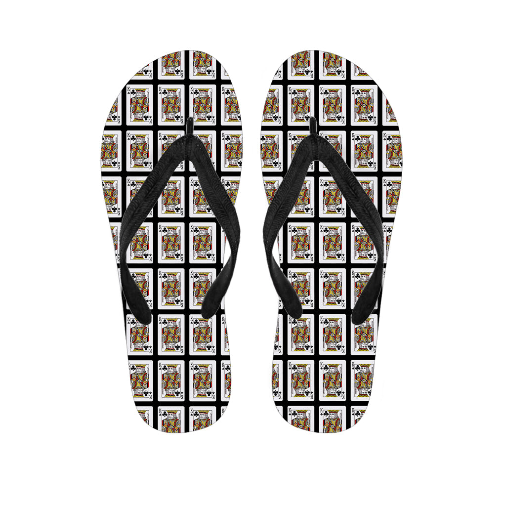 King Of Clubs Playing Card Pattern Print Flip Flops