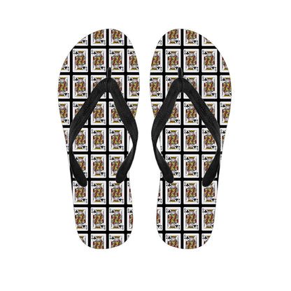 King Of Clubs Playing Card Pattern Print Flip Flops