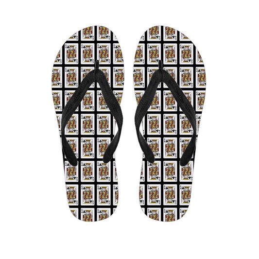 King Of Clubs Playing Card Pattern Print Flip Flops