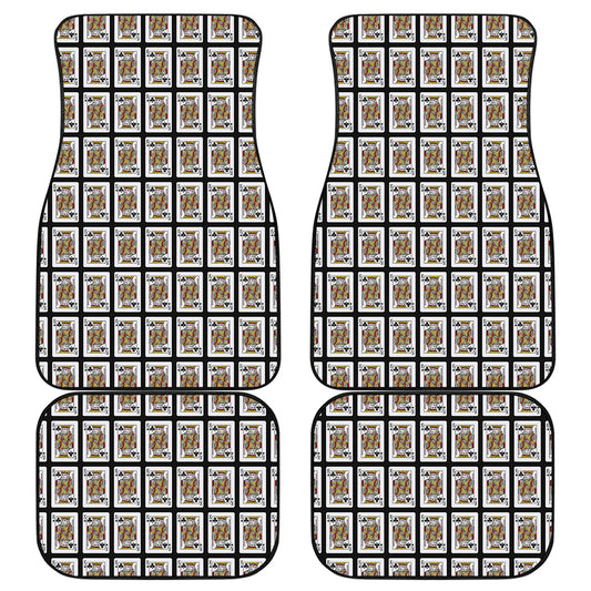 King Of Clubs Playing Card Pattern Print Front and Back Car Floor Mats