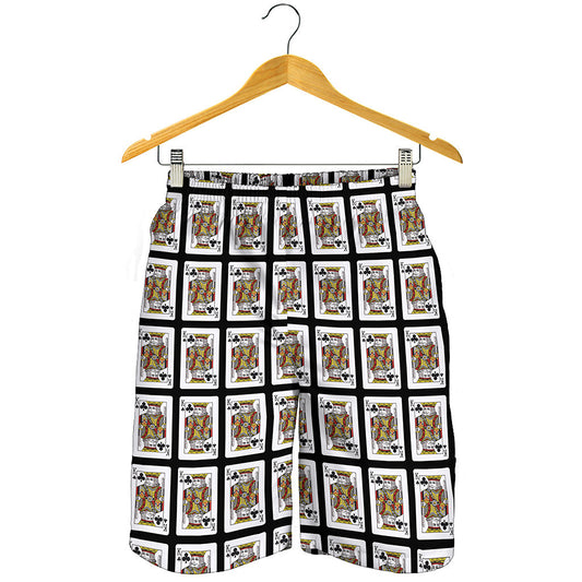 King Of Clubs Playing Card Pattern Print Men's Shorts
