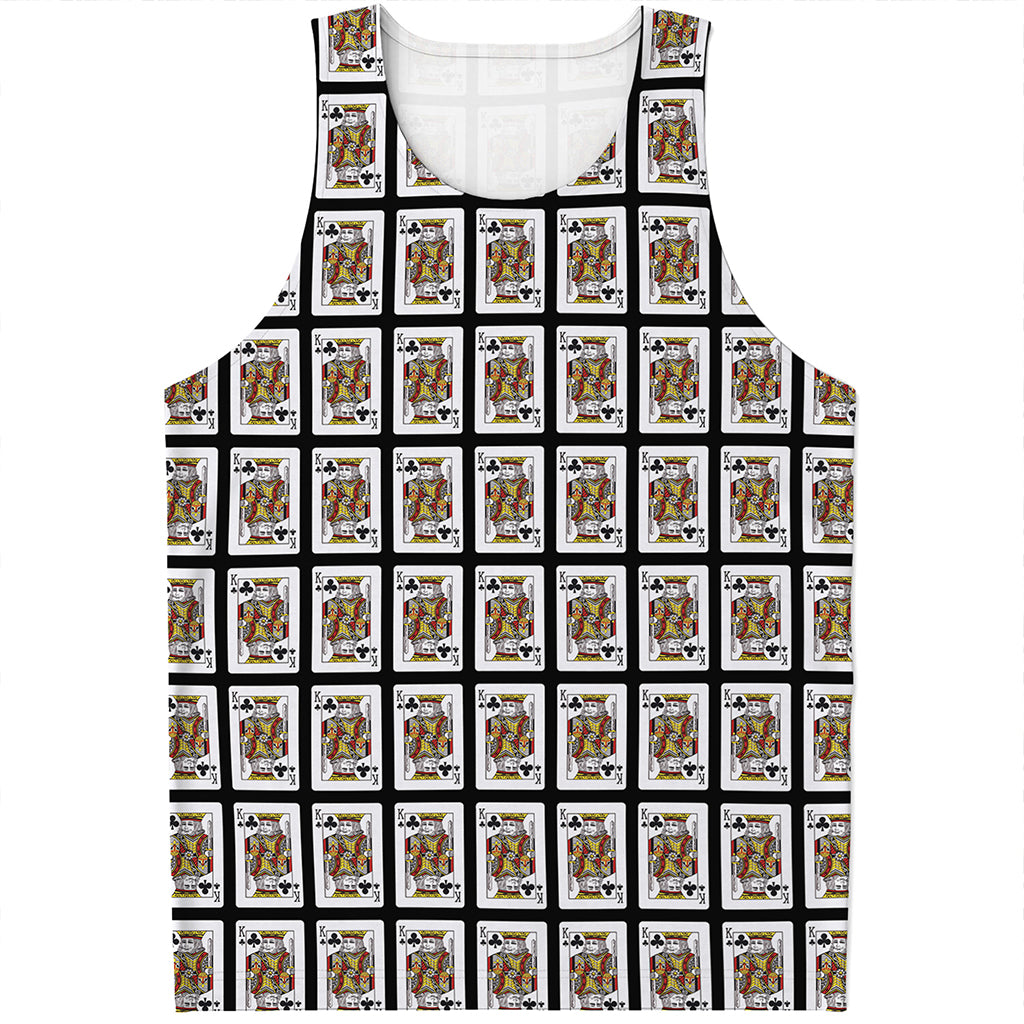 King Of Clubs Playing Card Pattern Print Men's Tank Top