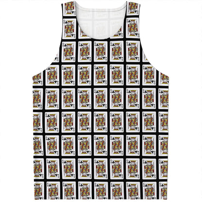 King Of Clubs Playing Card Pattern Print Men's Tank Top