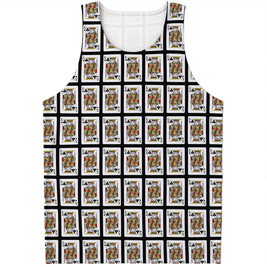 King Of Clubs Playing Card Pattern Print Men's Tank Top