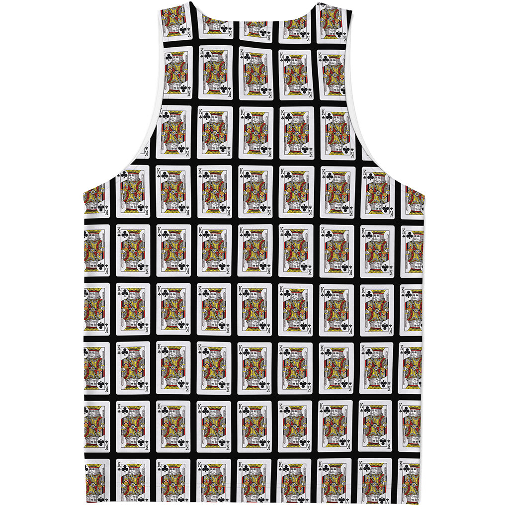King Of Clubs Playing Card Pattern Print Men's Tank Top