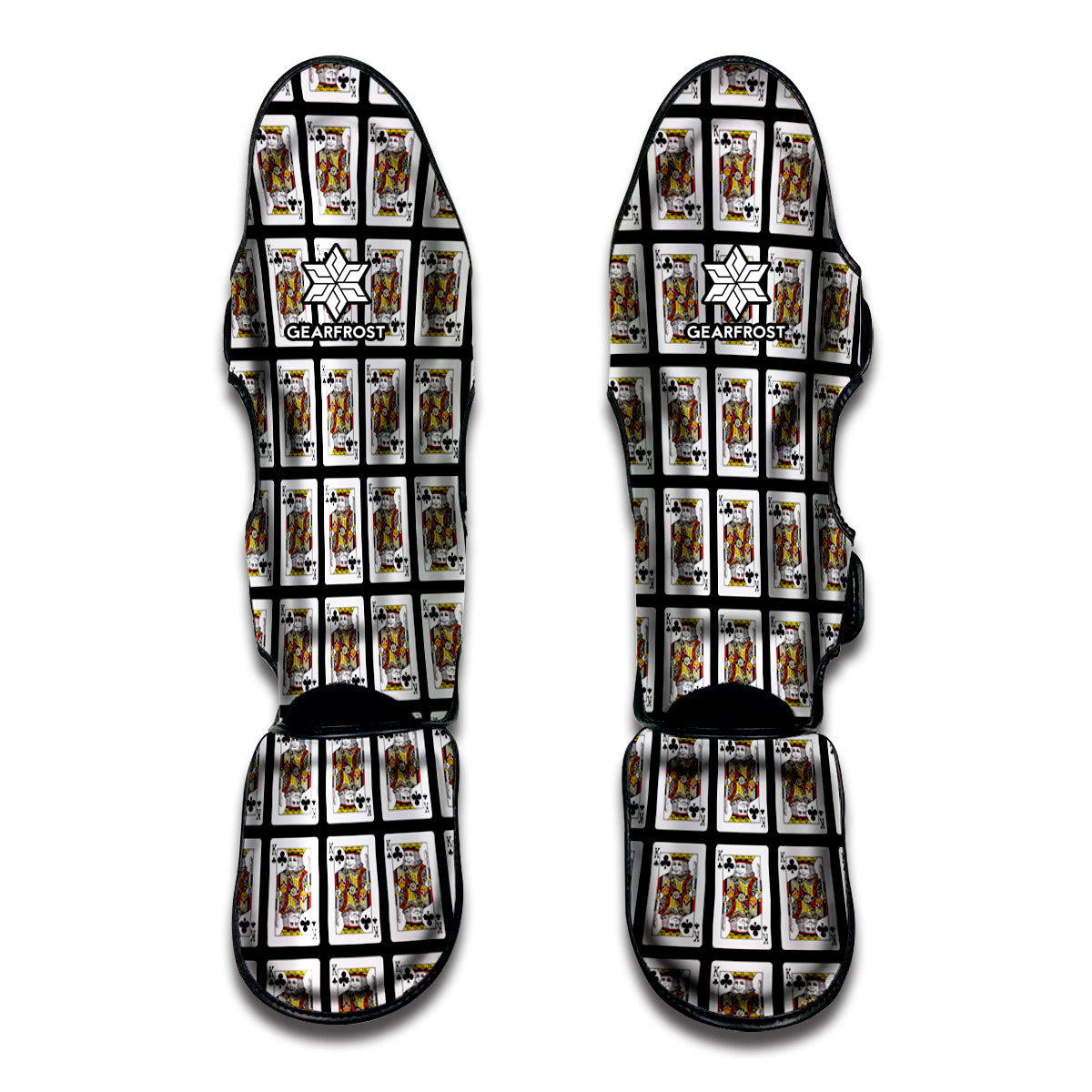 King Of Clubs Playing Card Pattern Print Muay Thai Shin Guard