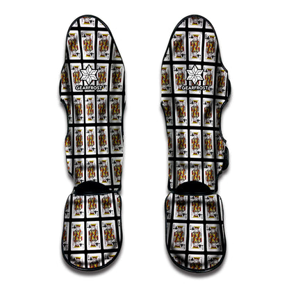 King Of Clubs Playing Card Pattern Print Muay Thai Shin Guard