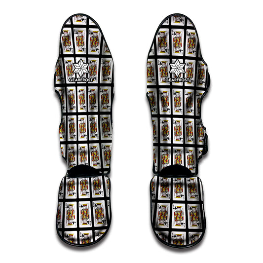 King Of Clubs Playing Card Pattern Print Muay Thai Shin Guard