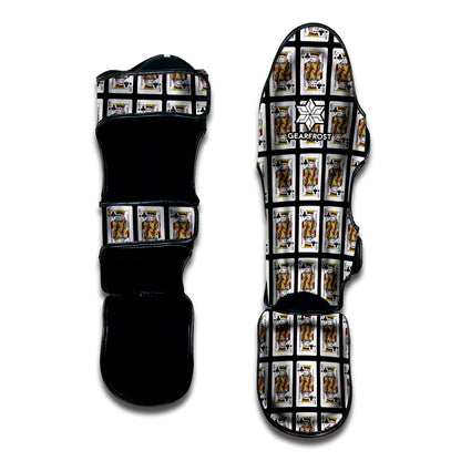 King Of Clubs Playing Card Pattern Print Muay Thai Shin Guard