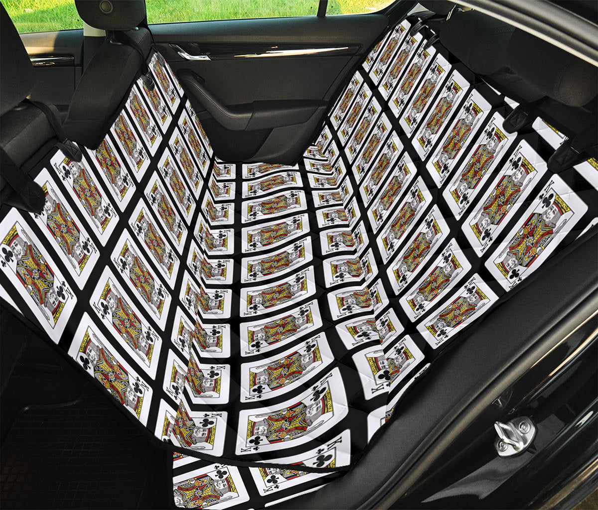 King Of Clubs Playing Card Pattern Print Pet Car Back Seat Cover