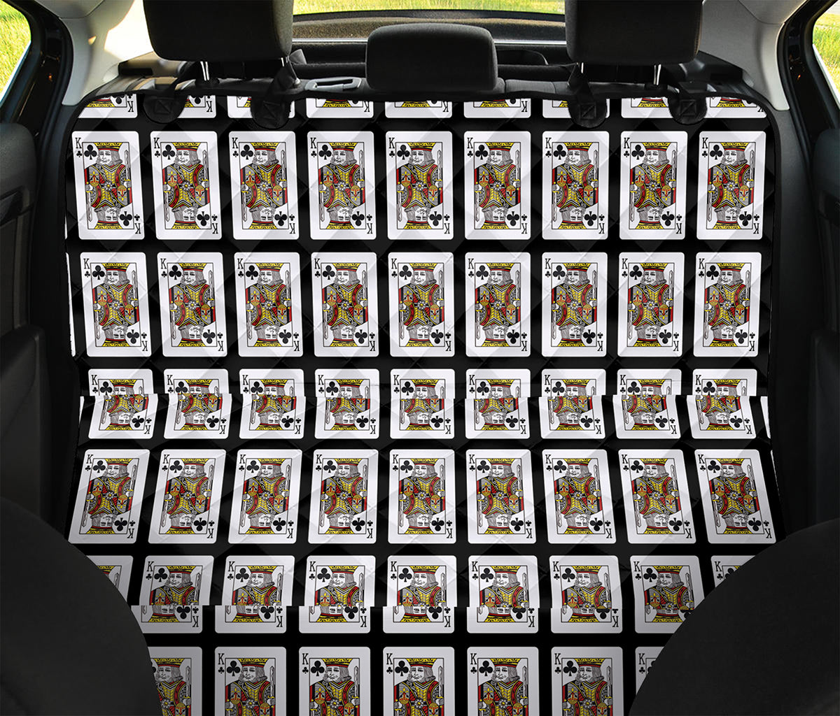 King Of Clubs Playing Card Pattern Print Pet Car Back Seat Cover