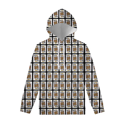 King Of Clubs Playing Card Pattern Print Pullover Hoodie