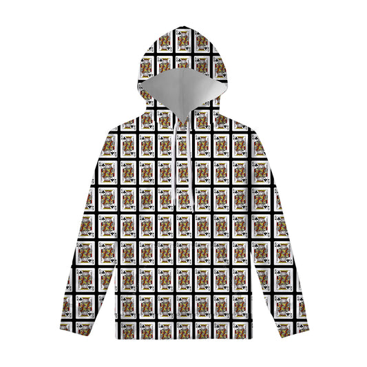 King Of Clubs Playing Card Pattern Print Pullover Hoodie