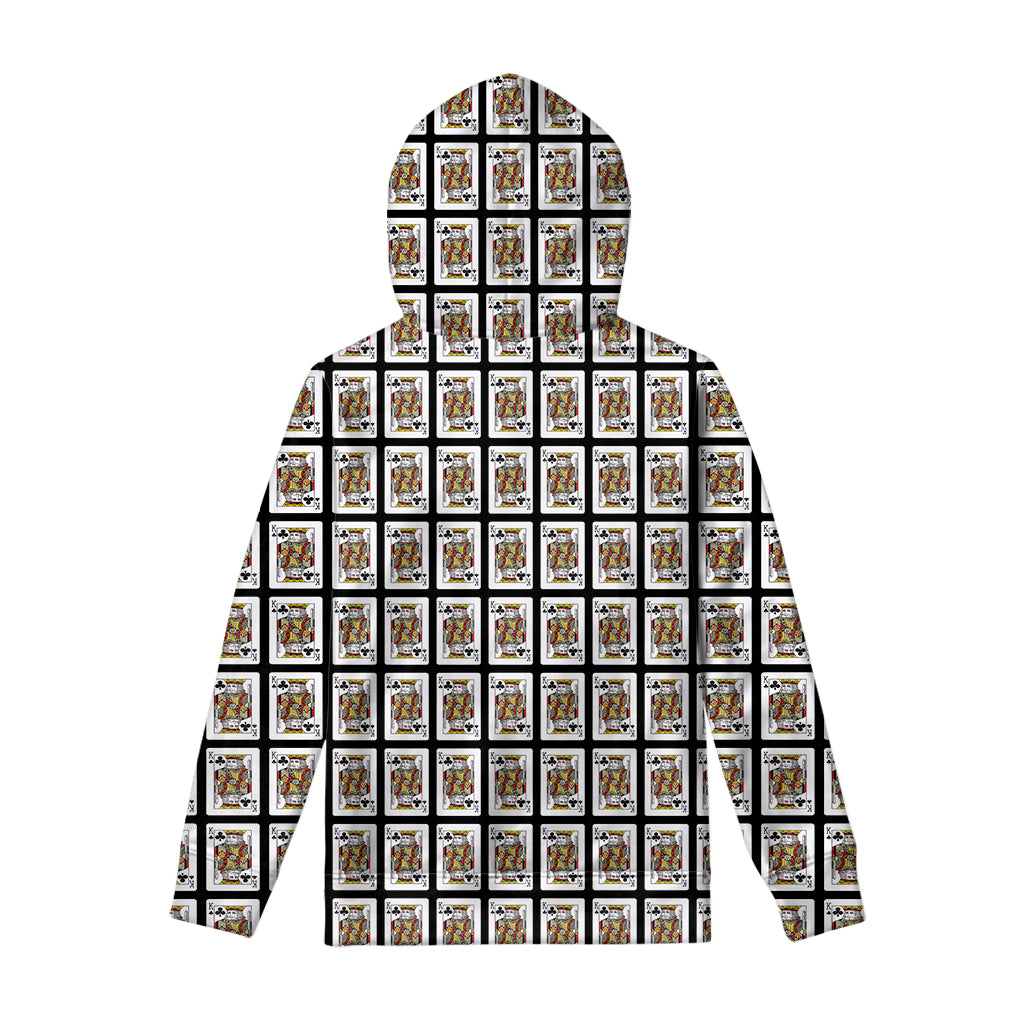 King Of Clubs Playing Card Pattern Print Pullover Hoodie