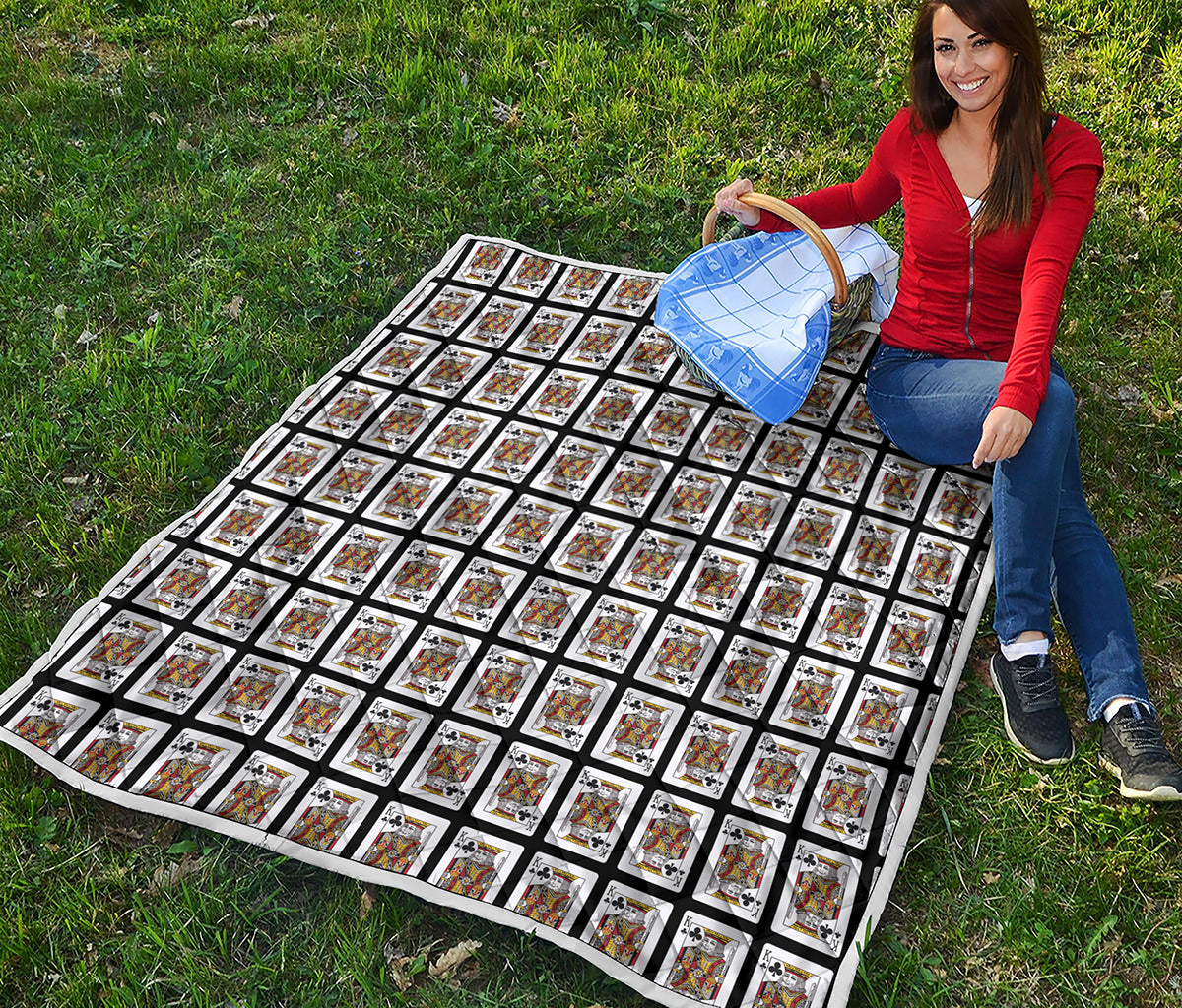 King Of Clubs Playing Card Pattern Print Quilt